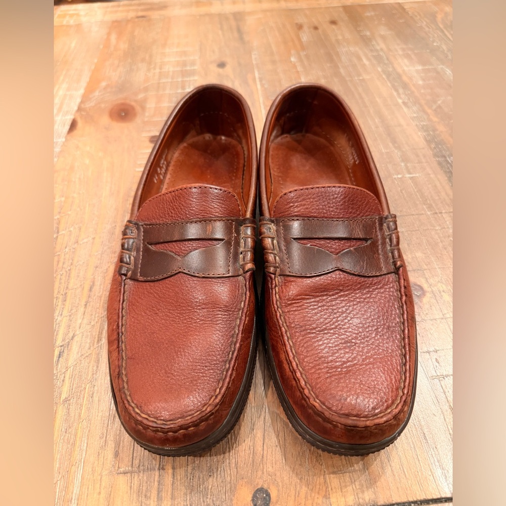Allen Edmunds Men's Brown Leather Penny Loafers